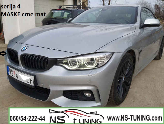 bmw serija 4 f32 f33 f36 grandcoupe prednja maska dupla rebra crna sjaj ugradnja novi sad tuning
